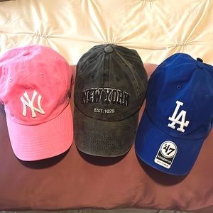 3 pack of hats, all unused on Amazon and one still with stickers and tags